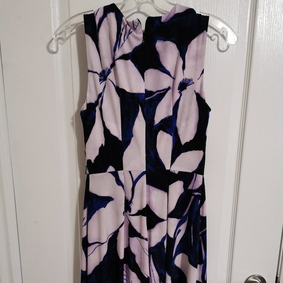 DKNY Dress Blue White Flower A Line Wrap Front - Picture 3 of 5